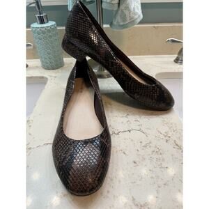 Easy Spirit 10M Low Heel Slip On Brown Black Snake Print Ballet Flats Preowned​